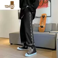 YANXU夏季潮牌宽松直筒九分牛仔裤男百搭阔腿休闲长裤日系潮流裤子