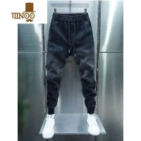 YANXU2023春季新款男牛仔裤渐变色束脚哈伦休闲裤黑灰色修身小脚裤潮牌