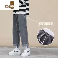 YANXU牛仔裤男潮牌夏季高街九分裤子直筒宽松阔腿裤男士港风休闲长裤