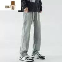 YANXU夏天薄牛仔裤男夏季薄款黄泥美式高街直筒裤潮牌ins宽松男生裤子