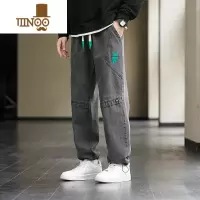 YANXU牛仔裤子男秋季2023新款青少年初中高中学生胖子宽松大码休闲长裤