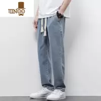 YANXU夏季薄款阔腿浅色牛仔裤男士2023新款宽松男生直筒潮牌休闲长裤子