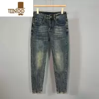 YANXU夏季新款韩风帅气小脚牛仔裤修身舒适弹力水洗做旧潮流九分裤子男