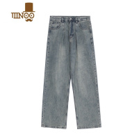 YANXU复古水洗做旧牛仔裤男女oversize坠感慵懒裤宽松阔腿长裤男休闲裤