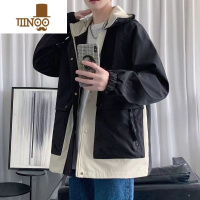 YANXU款假连帽口袋潮男外套港风大码夹克青年休闲宽松潮流上衣