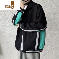 YANXU立领夹克男士薄款透气拼接撞色外套痞帅潮牌港风男生上衣服