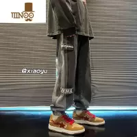 YANXU工装牛仔裤男夏季新款大码宽松休闲长裤ins潮牌美式复古束脚裤子