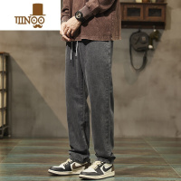 YANXU复古美式男士牛仔裤宽松直筒阔腿潮牌2023秋季新款休闲阔腿长裤子
