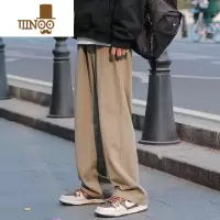 YANXU日系cityboy裤子男士夏季直筒宽松慵懒垂坠感卡其色休闲长裤