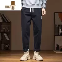 YANXU秋季新品宽松挺括版型抽绳休闲裤男式ins超火帅气百搭直筒长裤子