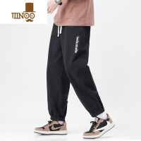 YANXU日系卡其色裤子男款潮牌直筒宽松美式刺绣痞帅工装休闲长裤