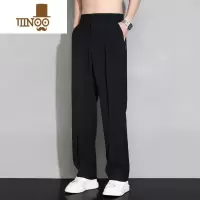 YANXU冰丝休闲裤男士夏季薄款宽松直筒阔腿夏天裤子垂坠感西装西裤