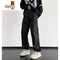 YANXU黑色cleanfit工装裤男美式vibe风机能冲锋裤子宽松直筒百搭休闲裤