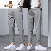 YANXU冰丝休闲裤男士夏季薄款宽松直筒速干西裤男装新款九分长裤子