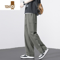 YANXU排扣工装休闲裤男士款冰丝潮牌流痞帅男生阔腿夏季直筒长裤子