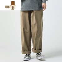 YANXU日系卡其色工装裤直筒百搭宽松阔腿简约街头潮流男女同款休闲长裤