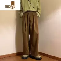 YANXU古着vintage休闲长裤男士宽松直筒西裤潮牌ins垂坠感阔腿裤子