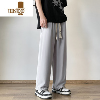 YANXU日系冰丝休闲裤男士夏季直筒宽松百搭薄款阔腿垂感男生运动长裤子