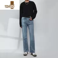 YANXU复古水洗蓝高端微喇牛仔裤男宽松直筒休闲垂感显瘦百搭裤子潮流男