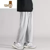 YANXU灰色运动卫裤男夏季薄款阔腿直筒九分裤子男宽松港风潮流休闲长裤