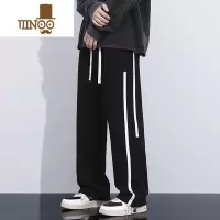 YANXU美式条纹裤子男潮牌ins直筒休闲长裤宽松阔腿青少年运动卫裤