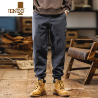 YANXU美式工装裤子男秋季潮牌宽松大码男士复古休闲束脚裤男裤2023新款