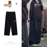 YANXU日系复古oversize裤子垂感宽松直筒工装裤男cityboy休闲阔腿长裤