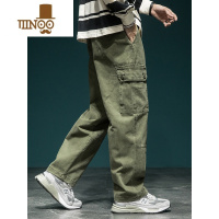 YANXU日系复古水洗机能工装裤男直筒宽松大码秋季多口袋潮牌休闲长裤子