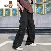 YANXU工装裤子男秋季复古韩版潮流宽松阔腿裤港风潮牌百搭休闲直筒长裤