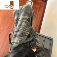 YANXU迷彩工装牛仔裤男夏季美式潮牌小众直筒裤高街ins宽松阔腿长裤子