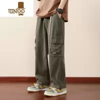 YANXU直筒工装男士休闲夏季款宽松潮牌痞帅美式高街阔腿长裤子