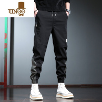 YANXU潮牌休闲裤男宽松束脚长裤子2023夏季薄款潮流百搭黑色运动速干裤
