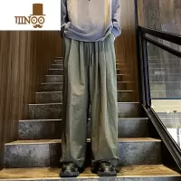 YANXU阔腿裤子男薄款夏季日系复古韩版潮流休闲长裤高街百搭宽松直筒裤