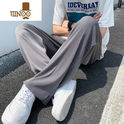 YANXU冰丝裤子男夏季薄款潮牌百搭痞帅运动宽松直筒大码垂感阔腿休闲裤