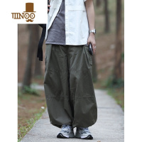 YANXU夏季新款日系复古抽绳束脚阔腿工装裤男女款潮牌宽松多袋休闲长裤