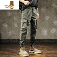 YANXU美式工装裤男士秋季潮牌英伦雅痞战术军事风宽松休闲束脚裤子男款
