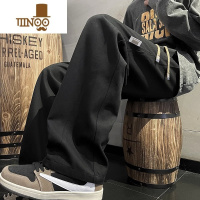 YANXU复古咖色裤子男夏季oversize日系慵懒坠感休闲工装裤直筒宽松阔腿