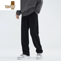 YANXU高品质380g黑色休闲裤男百搭宽松阔腿垂坠感拖地西裤弹力直筒长裤