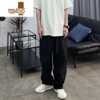 YANXU一条很宽松的夏季纯色堆积感工装休闲裤 简约直筒阔腿拖地长裤男