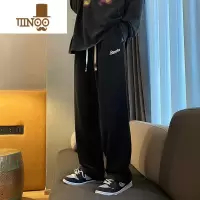 YANXU休闲直筒裤子男冬季港风高街长裤垂感卫裤青少年潮美式宽松运动裤