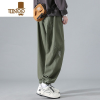YANXU港风潮牌复古休闲长裤男装秋季潮流新款宽松百搭束脚裤子男款