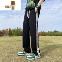 YANXU侧边条纹卫裤男潮牌宽松直筒美式高街裤子男士2023秋季阔腿休闲裤