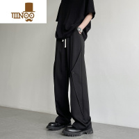 YANXU冰丝裤子男款夏季薄款宽松直筒潮牌感痞帅垂坠感阔腿休闲西裤