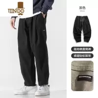 YANXULAZY TD日系复古纯色贴标直筒裤男夏季宽松休闲长裤潮