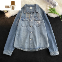 YANXU男款牛仔衬衫外套日系复古高街潮牌港风chic水洗提花工装夹克