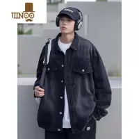 YANXU秋季新款美式复古渐变色牛仔外套男休闲帅气宽松夹克