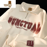 YANXU半拉链polo卫衣男秋季宽松无帽美式复古男生长袖上衣潮牌翻领外套