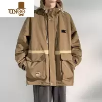 YANXU美式潮牌夹克男士款夏季宽松痞帅高街撞色贴标休闲外套上衣服