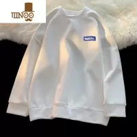 YANXU克莱因蓝华夫格打底衫男秋季宽松长袖内搭潮牌上衣服圆领情侣卫衣