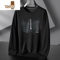 YANXU大码圆领卫衣男款休闲长袖印花T恤潮胖子宽松套头打底衫上衣